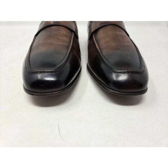 BALLY BRENT BROWN BLACK BURNISHED LEATHER PENNY LOAFER MENS SIZE 11.5 EEE WIDE main image 6